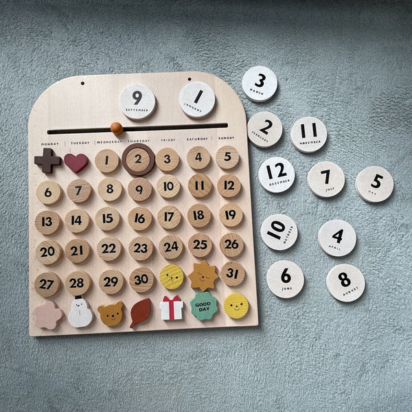 Natural Wooden Calendar-Perpetual Calendar | Home Calendar | Montessori Calendar