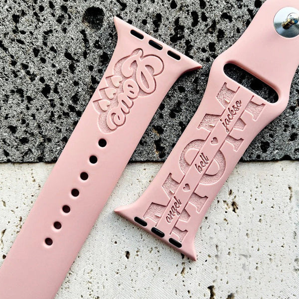 Mom Silicone Watch Band, Personalized with Children's Names,Personalized Watch Band,Strap Engraved,