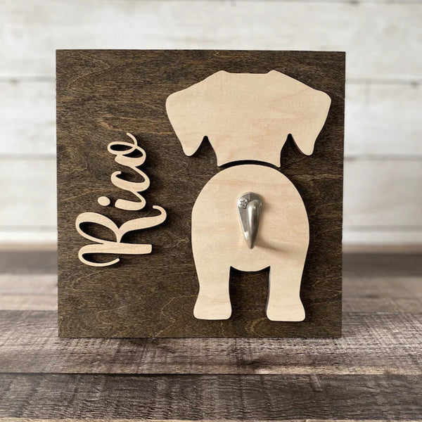 Custom Dog Butt Leash Holder - Wood Dog Leash Holder - Personalized Leash Holder