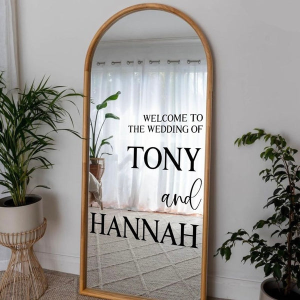 Welcome to Our Wedding Entry Sign, Custom Vinyl Decal Sticker for mirrors