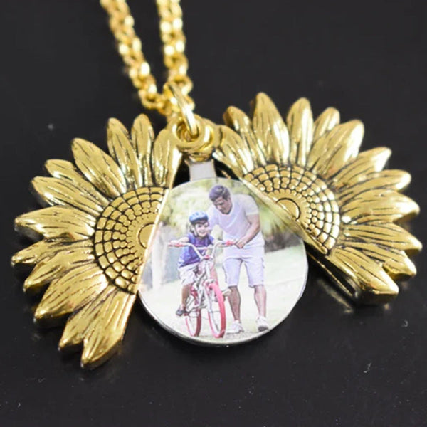 Custom Mother Daughter Picture Necklace, Sunflower Locket Necklace With Photo, Mother Necklace