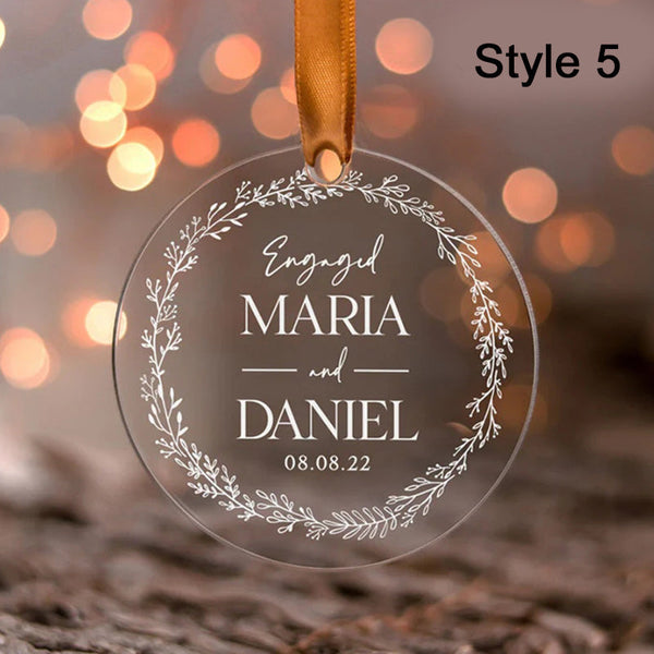 Our First Christmas Engaged Ornament Custom Name Engagement Gifts