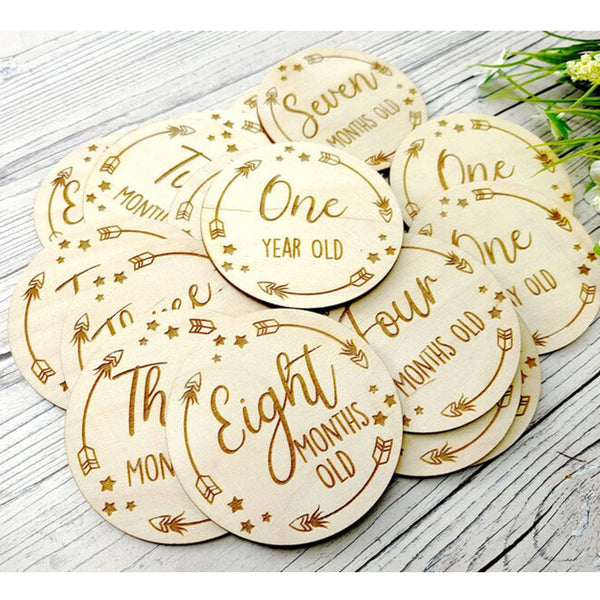 Stars and Arrows Milestone Discs ? Engraved Wooden Gift