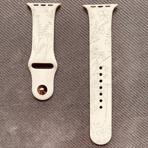 Wildflower Silicone Watch Band Laser Engraved