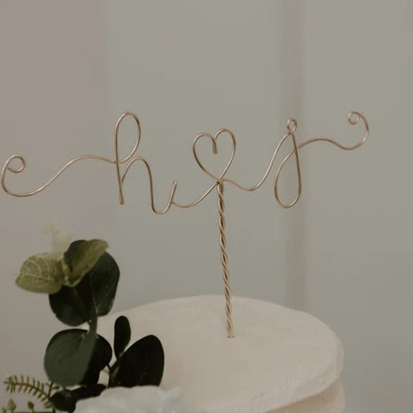 Minimalist Initials Wedding Cake Topper - Custom Wedding Cake Topper