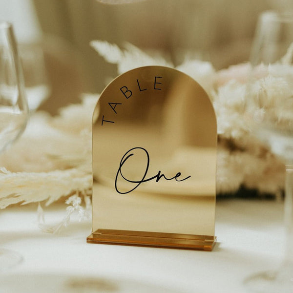 Gold Mirror Acrylic Table Numbers - Wedding Table Signs