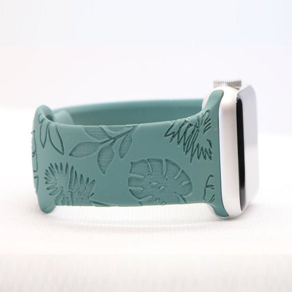 Leaves Engraved Silicone Apple Watch Band Strap