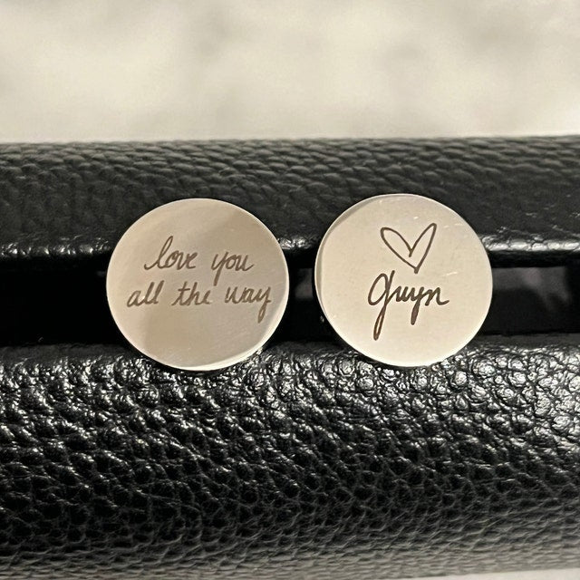 Personalized Cuff Links, Handwriting CuffLinks, Wedding Gift for Husband, Custom Cufflinks for Him