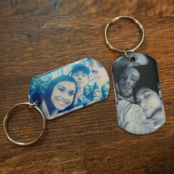 2 photo keychains, personalized photo keychains, custom photo keychains for your lover, friends and family