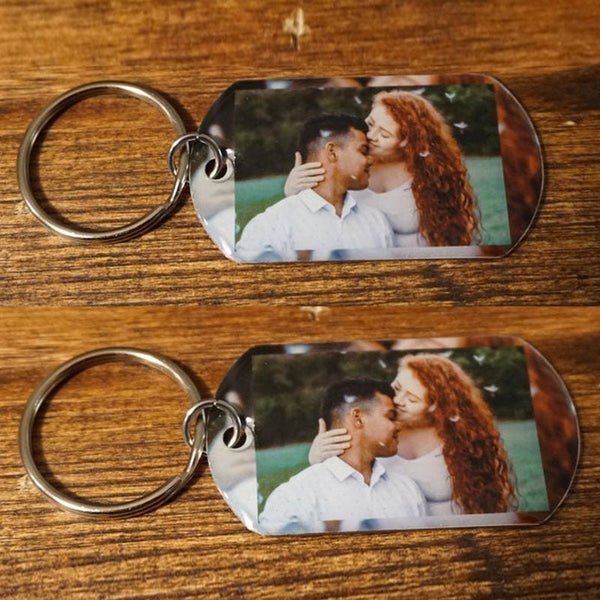 2 photo keychains, personalized photo keychains, custom photo keychains for your lover, friends and family