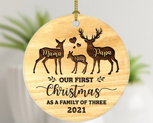 Mama Papa Baby Deer Christmas Ornament