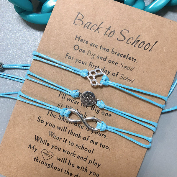 Back to School Bracelet, Mother Son Mother Daughter Bracelet School Kid Bracelet Paw