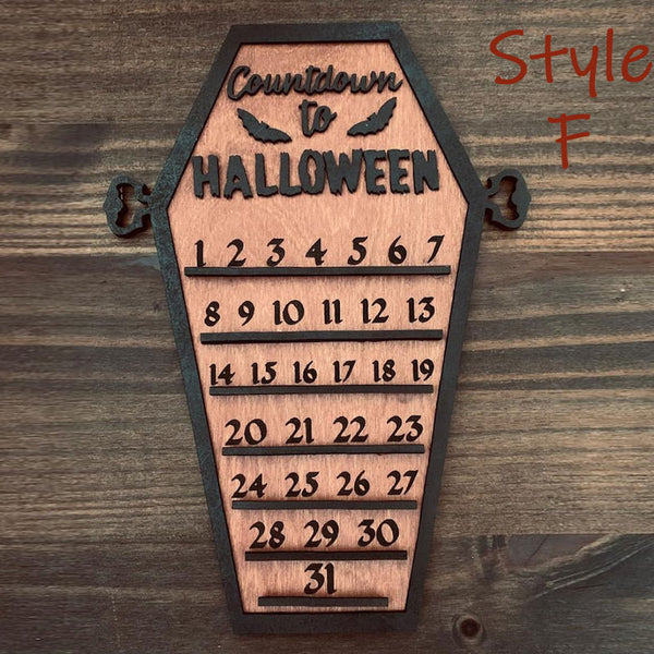 Halloween countdown calendar coffin ghost spooky gothic witchcraft lasercut stained wood home decor