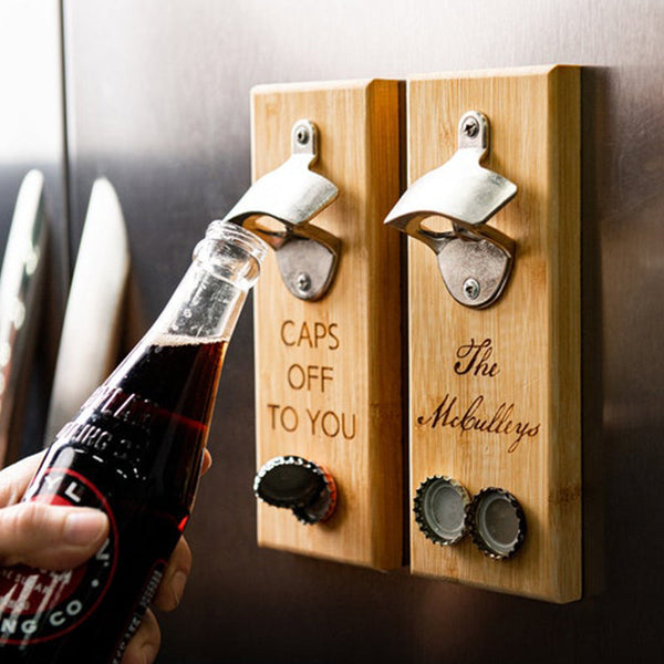 Personalized Bottle Opener Magnetic Fridge Mount- Name Monogram Message Quote