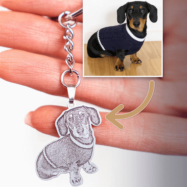 Personalized Pet Photo Engraved Keychain,Customized Memorial Gift