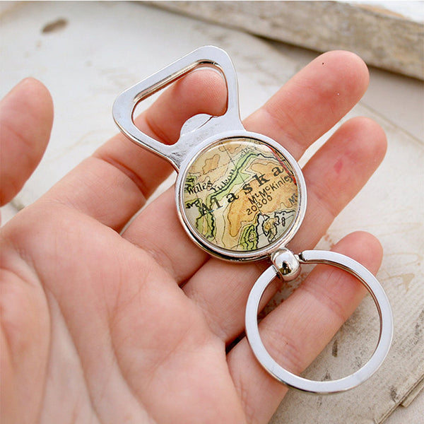 Bottle Opener with Keychain with Custom Map Destination