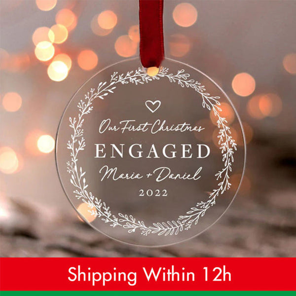 Our First Christmas Engaged Ornament Custom Name Engagement Gifts