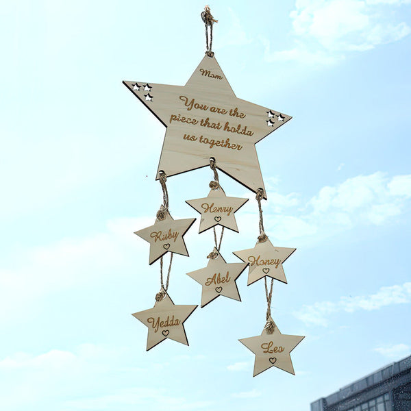 Hanging Family Stars, Gift for Mum, Personalised Family Tree Wall Hanging Mothers Day Gift