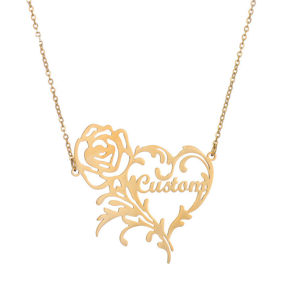 Personalized Name Necklace,Personalised Rose Name Jewelry for Mom