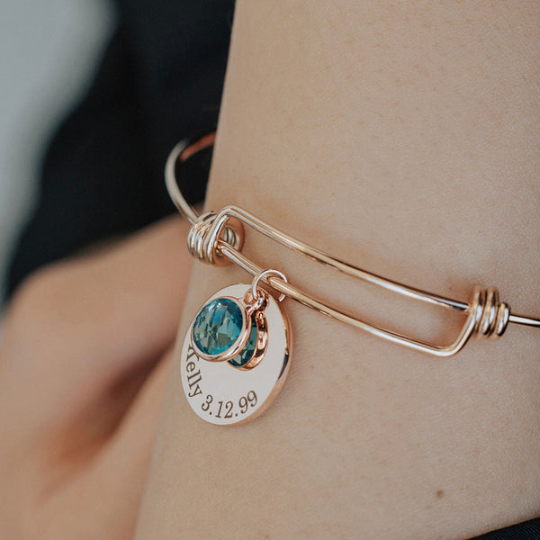 Birthstone Bracelet for Women Personalized Unique Friendship Jewelry Family Birthstone Bangle