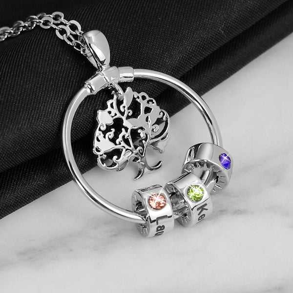 Birthstone Necklace, Family Necklace, Circle Necklace, Family Tree Necklace, Mother's Day Gift, Mother Jewelry, Grandmother Necklace