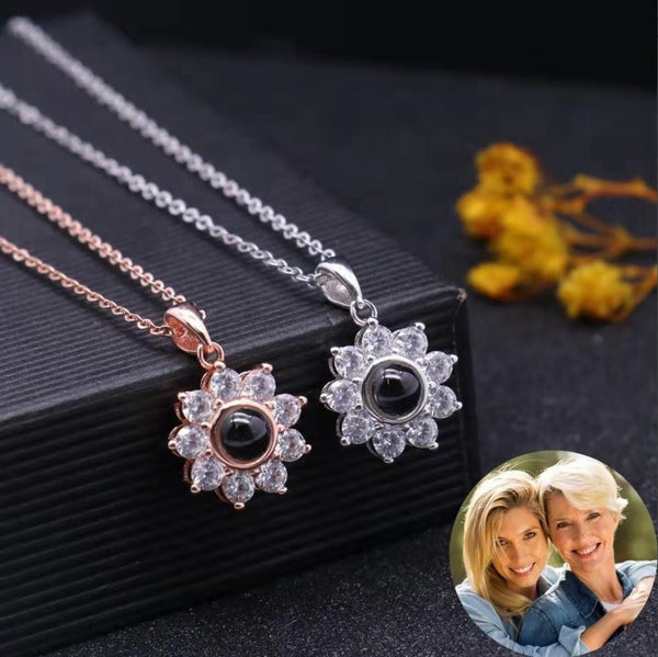 Personalized Sunflower necklace, Personalized Photo Necklace, Personalized jewelry