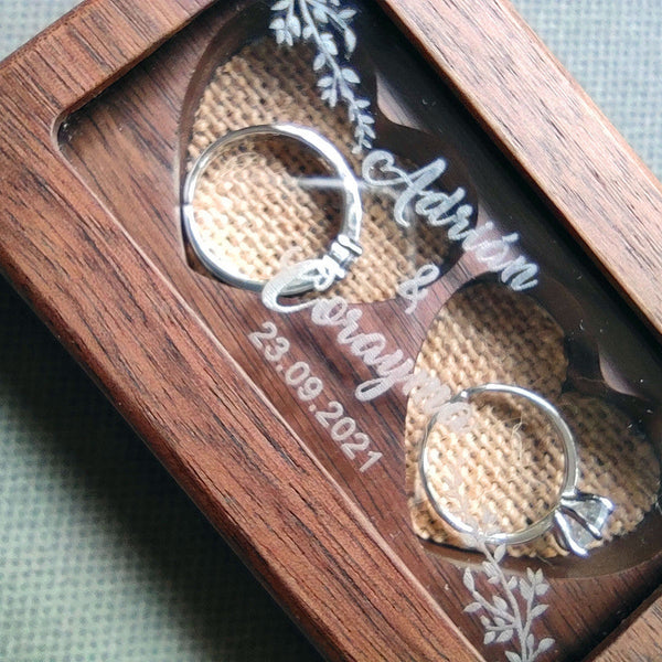 Wood Ring Box,Wedding ring,Engagement ring,Proposal,Wedding gift,Gift for her wife girlfriend,Personalized Gift