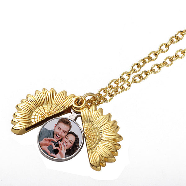 Custom Mother Daughter Picture Necklace, Sunflower Locket Necklace With Photo, Mother Necklace