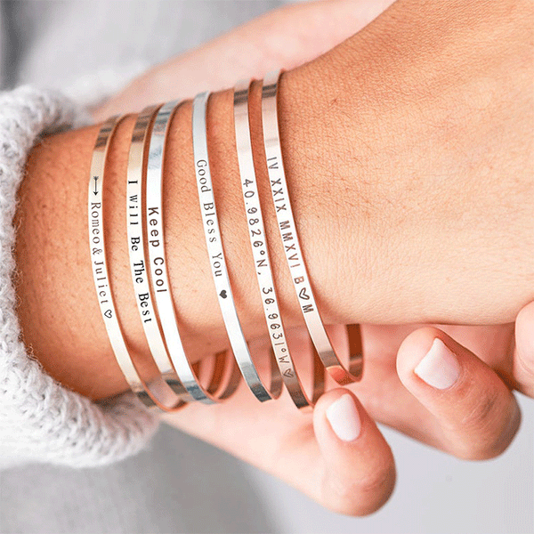 Gift for Her Cuff Bracelets for Women Personalized Unique Jewelry Custom Name Engraved Bracelet for Mom