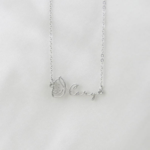 Horizontal Custom Birth Flower Name Necklace,Personalized Dainty Minimalist Jewelry