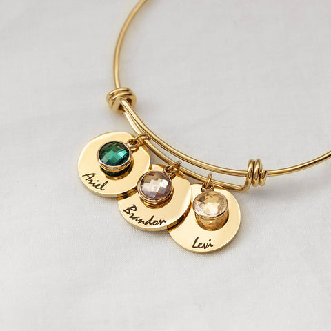 Birthstone Bracelet for Women Personalized Unique Friendship Jewelry Family Birthstone Bangle