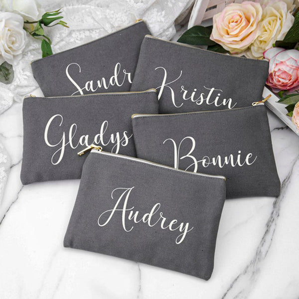 Personalized Makeup Bag Script Cosmetic Bag Custom Bridesmaid Makeup Bag