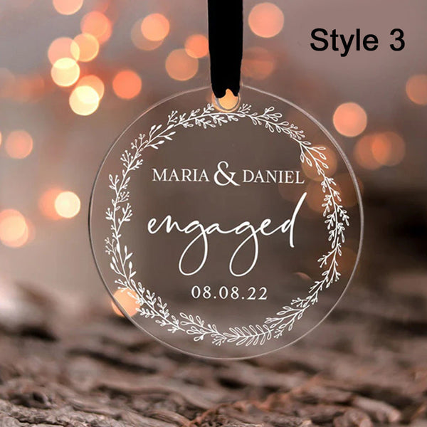 Our First Christmas Engaged Ornament Custom Name Engagement Gifts