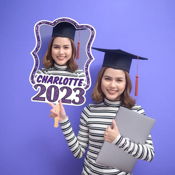 Custom Face Fans With Wooden Handle, Graduation Head, Graduation Face Fans, Class of 2024 Head Fans, Graduation Faces on a Stick