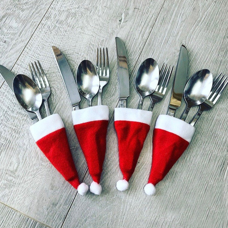 Personalised Christmas Cutlery Hat, Christmas Cutlery, Mini Christmas Hat