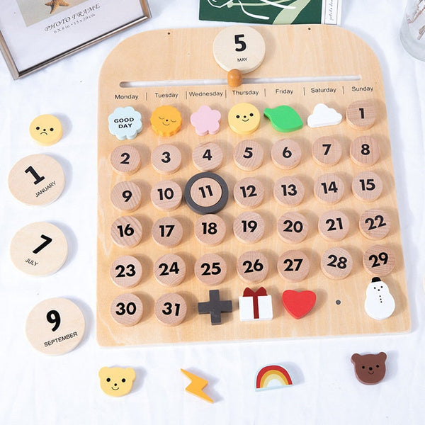 Natural Wooden Calendar-Perpetual Calendar | Home Calendar | Montessori Calendar