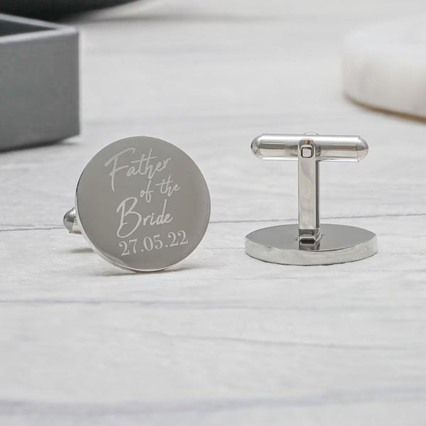 Personalised Engraved Father of the Bride Cufflinks, Wedding Cufflinks