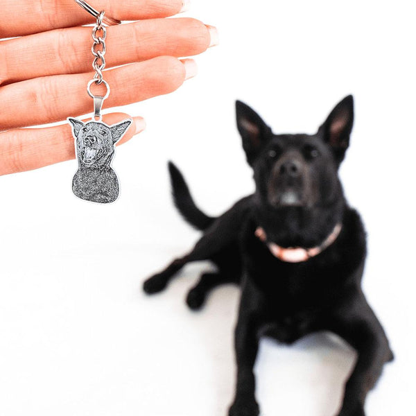 Engraved Pet Photo Personalized Keychain