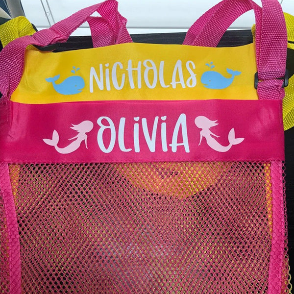 Custom Mesh Beach Shell Bag  Kids Personalized Beach Bag  Shell Collection Bag