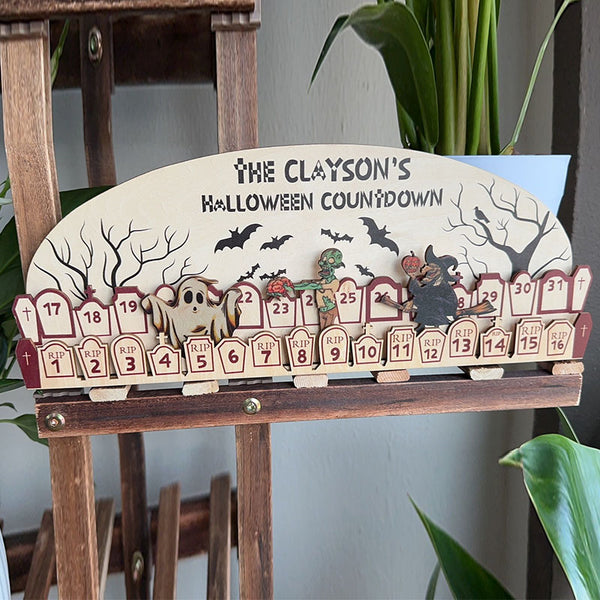 Wooden Halloween Advent Calendar  with Countdown  Reusable   Holiday Decoration Halloween Decor