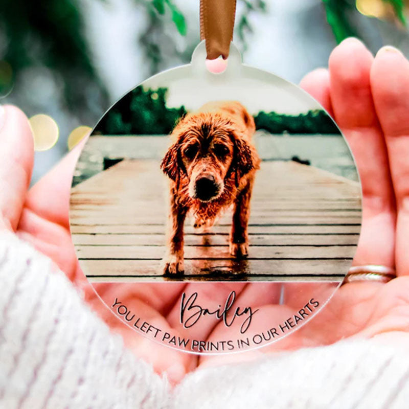 Photo Ornaments, Dog Lovers Memorial Gift, Custom Pet Memorial Ornament