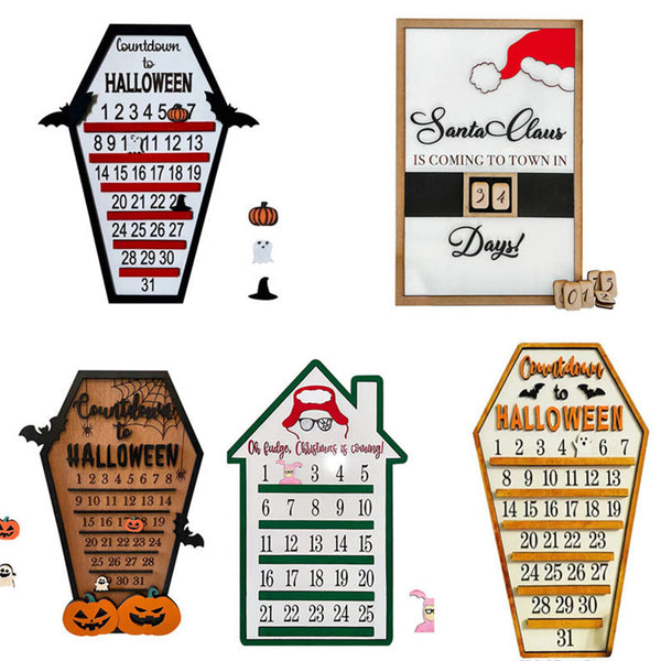 Halloween countdown calendar coffin ghost spooky gothic witchcraft lasercut stained wood home decor