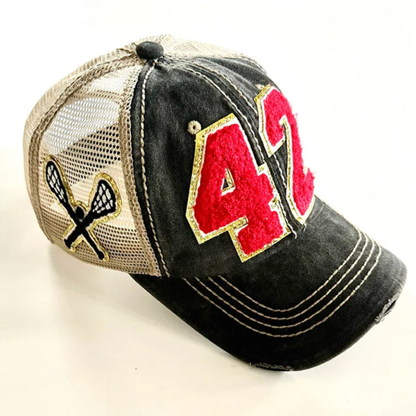 Custom Baseball Mom Number Hat - Number Patch Hat - Game Day Varsity Number Hat - Baseball Mom Gift