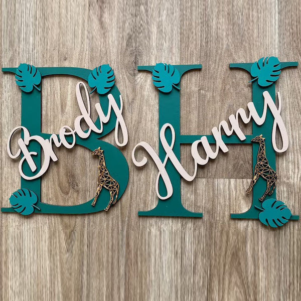 Personalised Jungle name sign. Bedroom door name sign