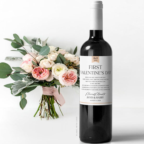 Milestones Wine Labels - Modern Wedding Gift First Anniversary Bridal Shower Gift Wine Basket