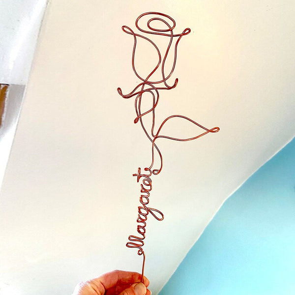 Wire Rose Gifts Personalised Rose Bookmark