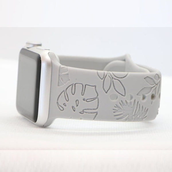 Leaves Engraved Silicone Apple Watch Band Strap