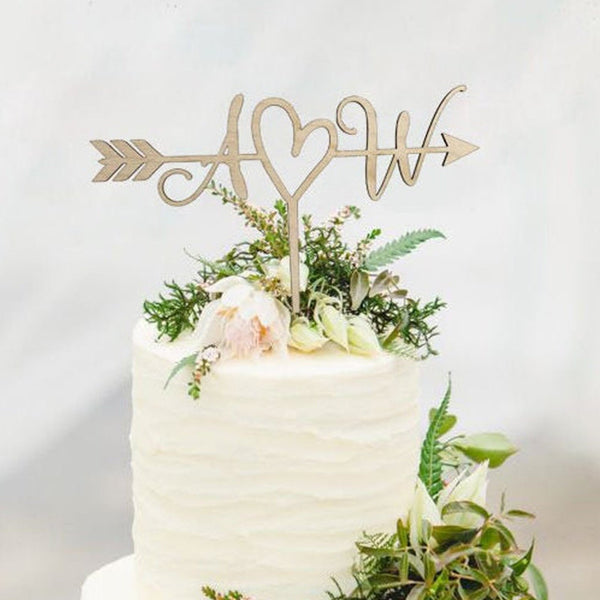 Rustic Wedding Arrow Cake Topper | Decoration | Beach wedding | Bridal Shower | Initials Cake Topper