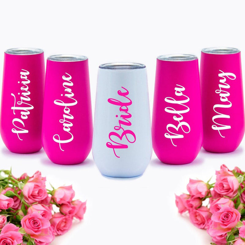 New Pastel Colour Insulated 6oz Wine Tumbler Cup/ Bridal Gift Cups