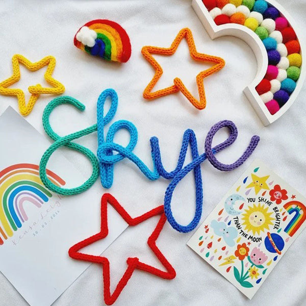 Rainbow Knitted Name Sign | Alternating Colour Word Sign